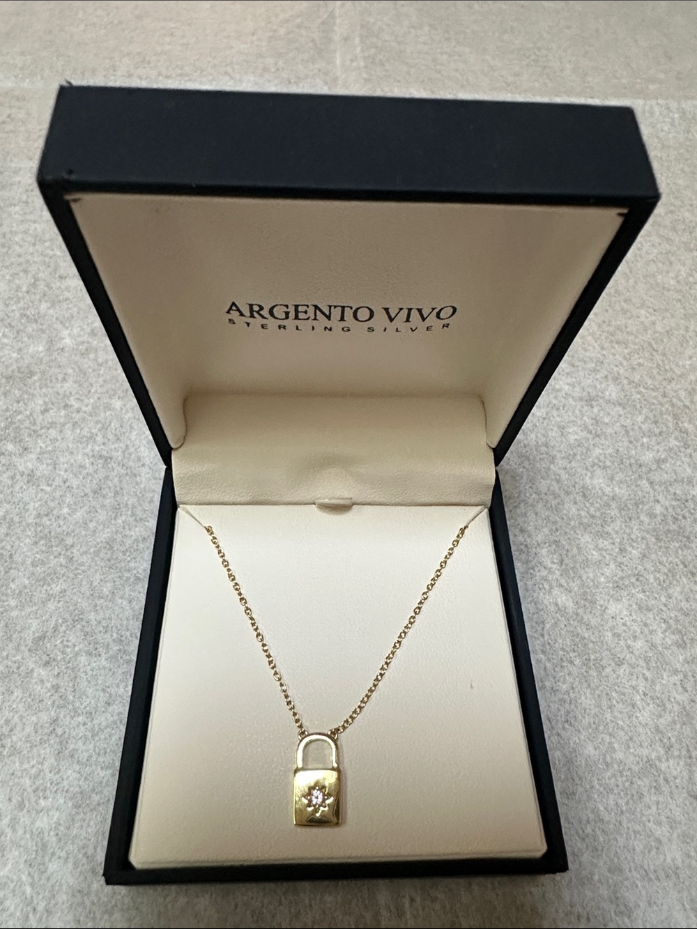 Argento Vivo Sterling silver Padlock Necklace with Clear Accent